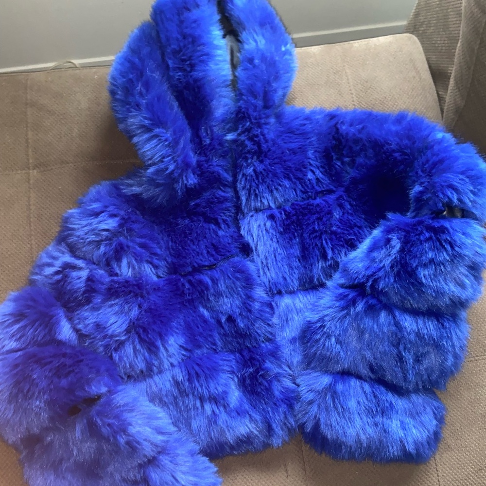 Blue fur coat